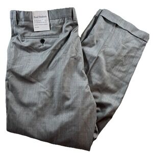 Paul Frederick 42/30 Wool  Cashmere pants Grey Pearl ‎ Patterned Cuffed Pleated